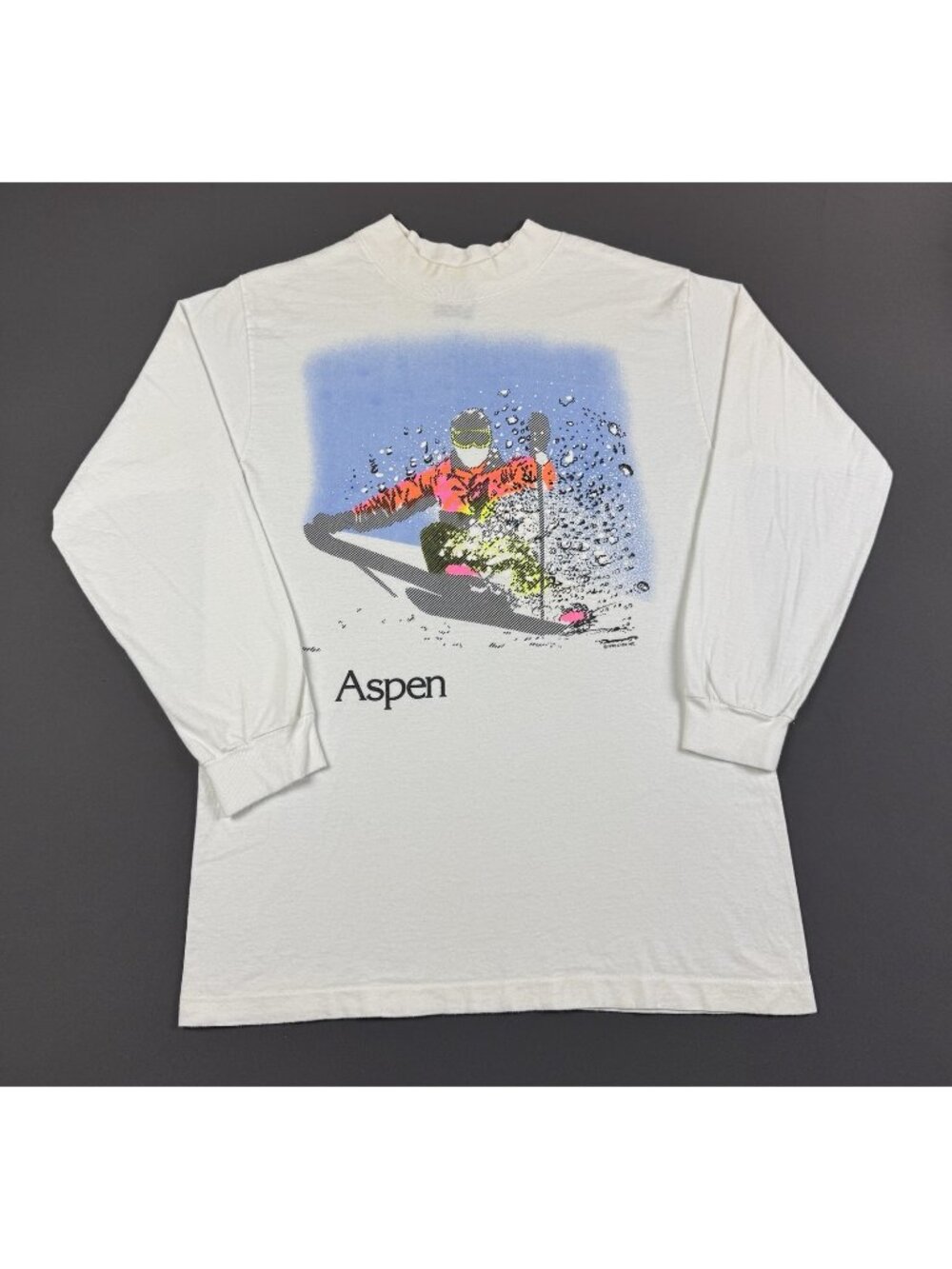 Rare Vintage 90s Aspen Art Snow Winter Long Sleeve Shirt CYRK White Large Hype